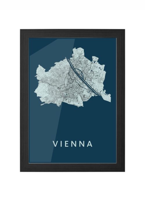 vienna stadskaart poster ingelijst in zwarte lijst