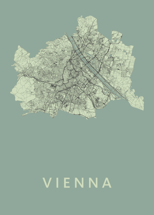 Vienna Stadskaart poster Olive