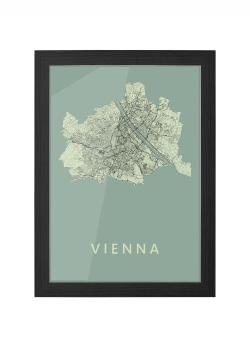 vienna stadskaart poster ingelijst in zwarte lijst