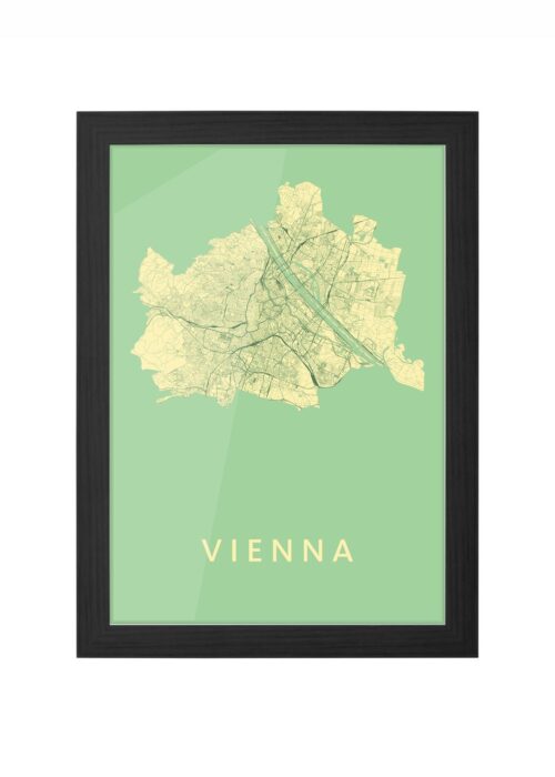 vienna stadskaart poster ingelijst in zwarte lijst