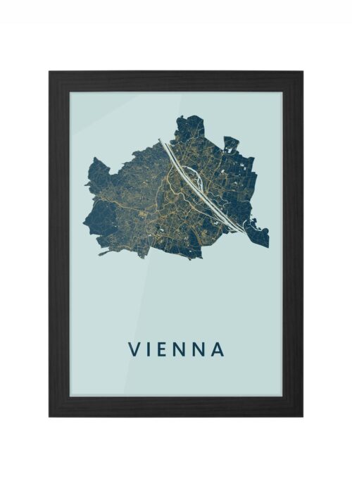 vienna stadskaart poster ingelijst in zwarte lijst