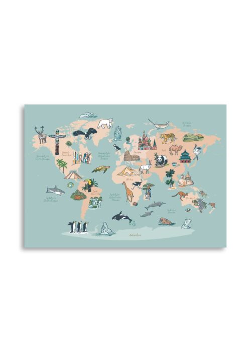 Kinderkamer poster - Wereldkaart