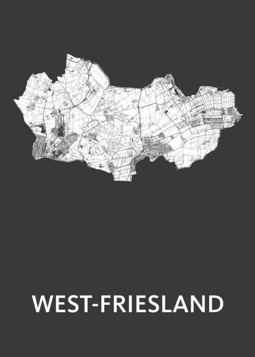 West-Friesland Stadskaart - Black poster