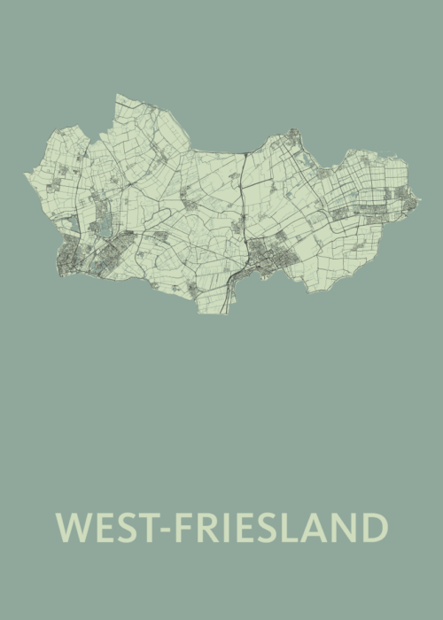 West-Friesland Stadskaart - Olive poster