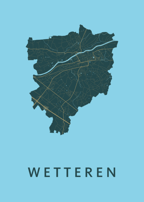 Wetteren Azure Stadskaart Poster Kopen