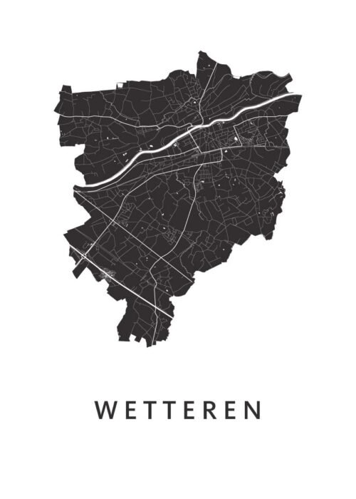 Wetteren White Stadskaart Poster Kopen