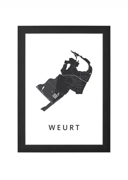 weurt stadskaart poster ingelijst in zwarte lijst