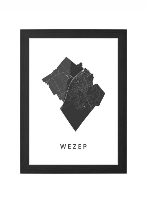 wezep kaart poster ingelijst in zwarte lijst