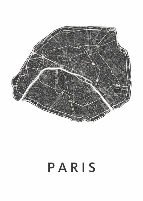 Parijs stadskaart poster White