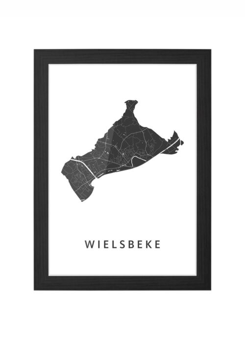 wielsbeke kaart poster ingelijst in zwarte lijst