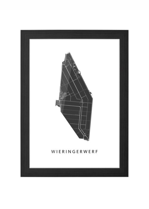wieringerwerf kaart poster ingelijst in zwarte lijst