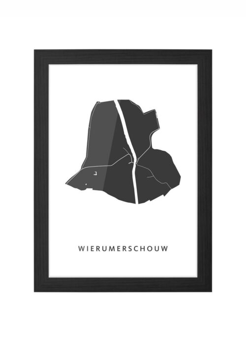 wierumerschouw kaart poster ingelijst in zwarte lijst
