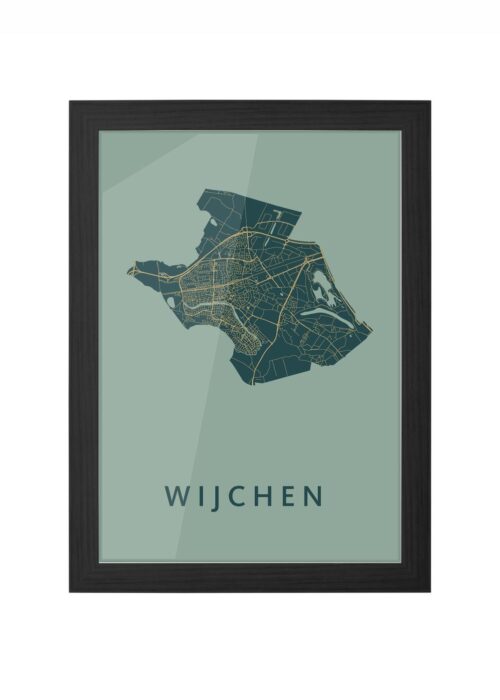 wijchen stadskaart poster ingelijst in zwarte lijst