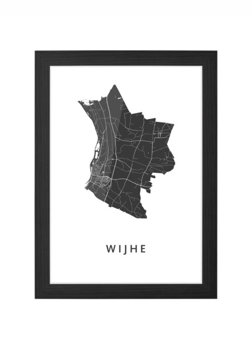 wijhe kaart poster ingelijst in zwarte lijst