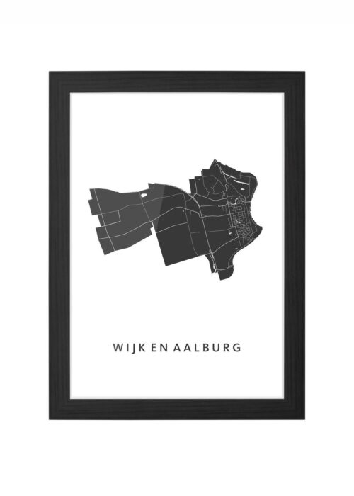 wijk en aalburg kaart poster ingelijst in zwarte lijst
