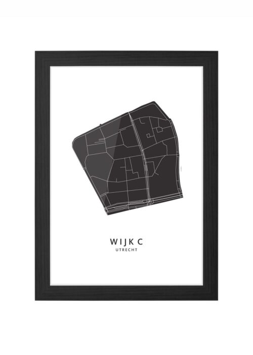wijk c wijkkaart utrecht ingelijst in zwarte lijst