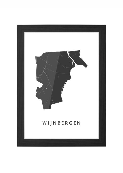 wijnbergen kaart poster ingelijst in zwarte lijst