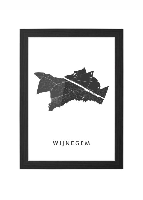 wijnegem kaart poster ingelijst in zwarte lijst