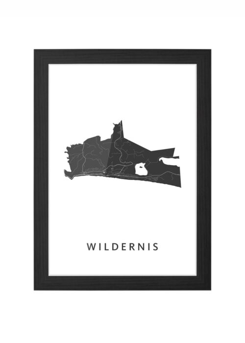 wildernis kaart poster ingelijst in zwarte lijst