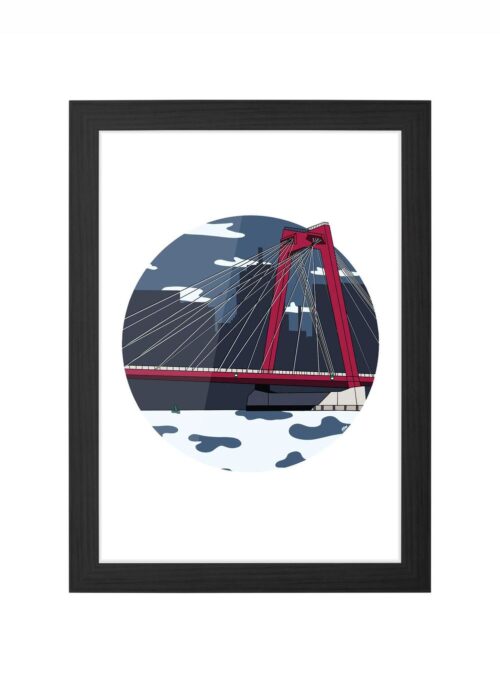 willemsbrug icoon print poster ingelijst in zwarte lijst