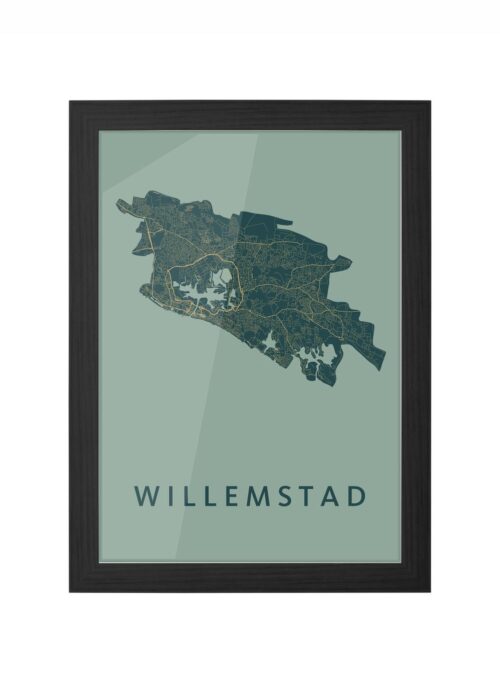 willemstad stadskaart poster ingelijst in zwarte lijst