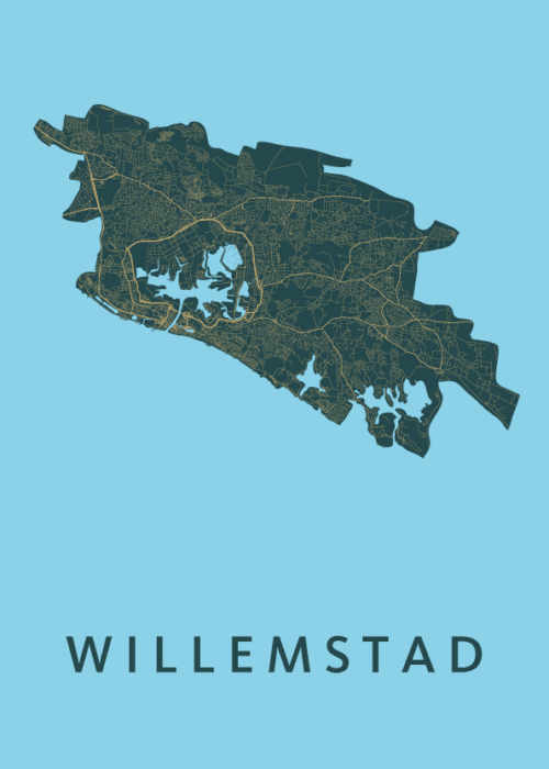 Willemstad Stadskaart - Azure poster