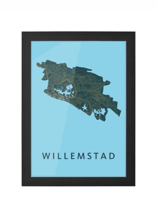 willemstad stadskaart poster ingelijst in zwarte lijst