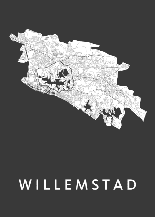 Willemstad Stadskaart - Black poster