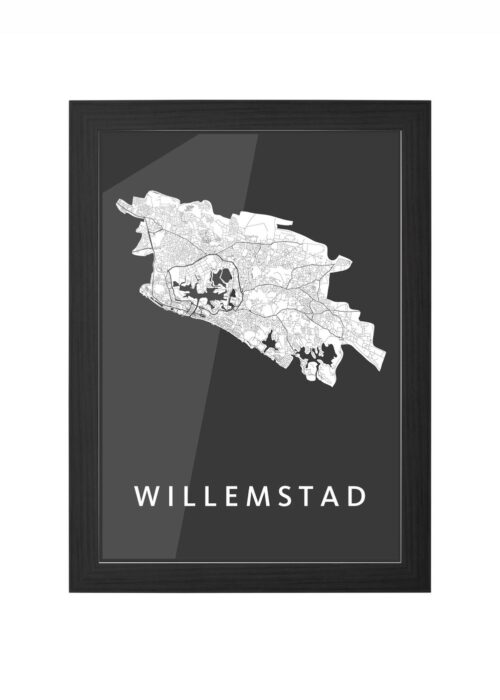 willemstad stadskaart poster ingelijst in zwarte lijst