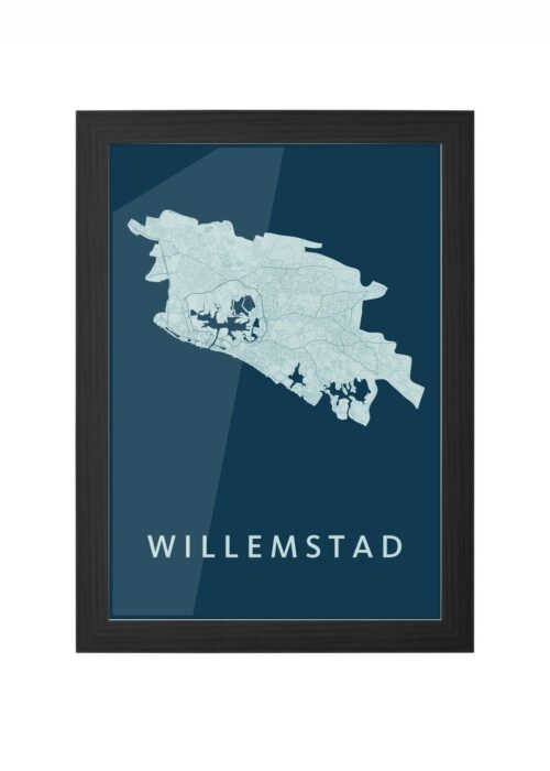 willemstad stadskaart poster ingelijst in zwarte lijst