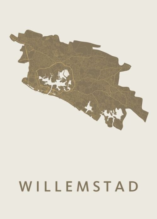 Willemstad Stadskaart - Gold poster