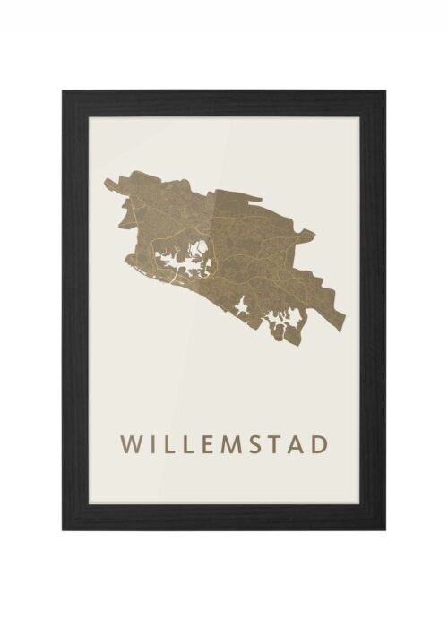 willemstad stadskaart poster ingelijst in zwarte lijst