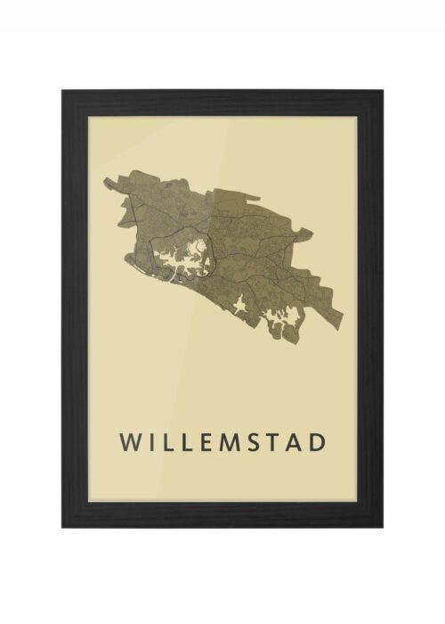 willemstad stadskaart poster ingelijst in zwarte lijst