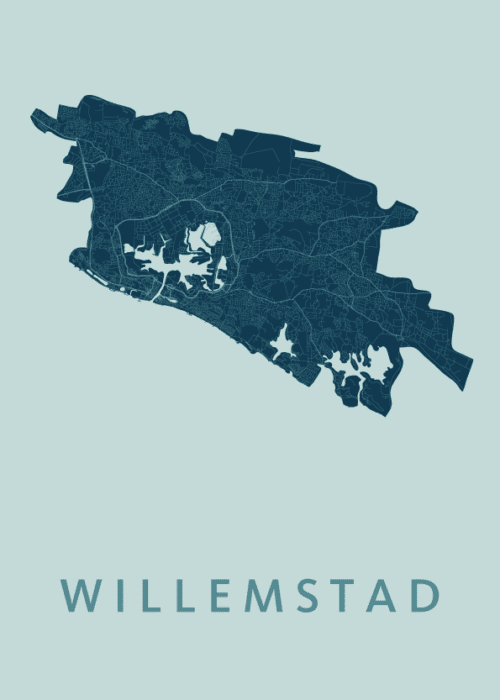 Willemstad Stadskaart - Mint poster