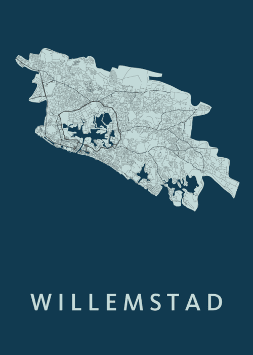 Willemstad Stadskaart - Navy poster