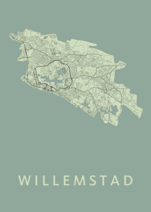Willemstad Stadskaart - Olive poster