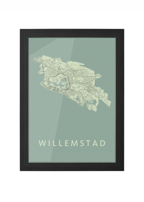 willemstad stadskaart poster ingelijst in zwarte lijst