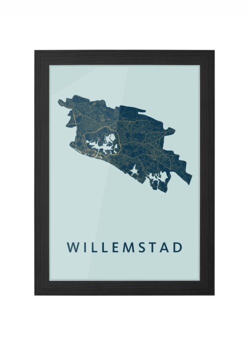 willemstad stadskaart poster ingelijst in zwarte lijst