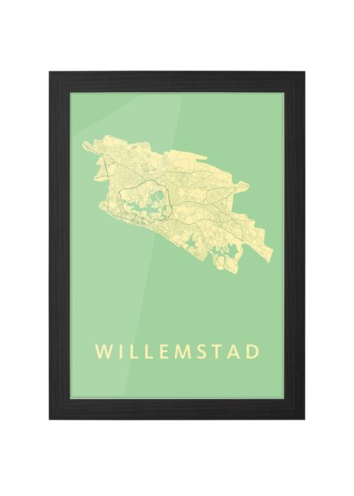 willemstad stadskaart poster ingelijst in zwarte lijst