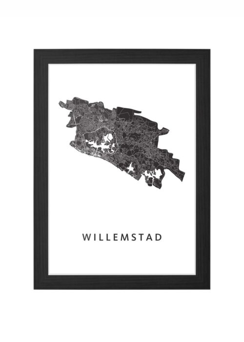 willemstad stadskaart poster ingelijst in zwarte lijst