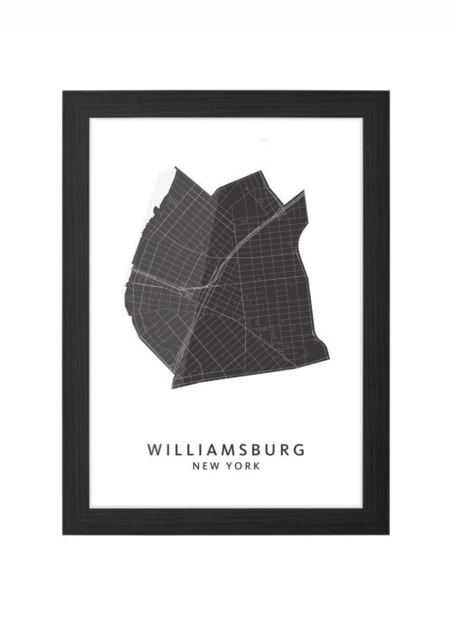williamsburg wijkkaart new york ingelijst in zwarte lijst