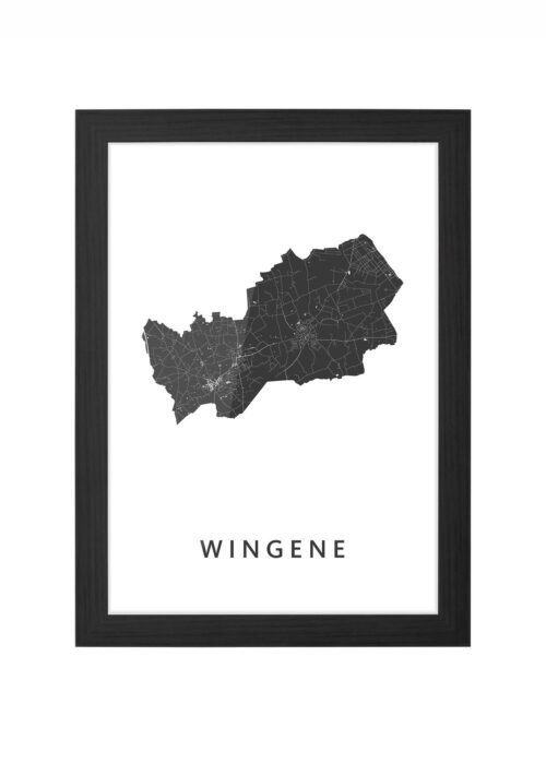 wingene kaart poster ingelijst in zwarte lijst