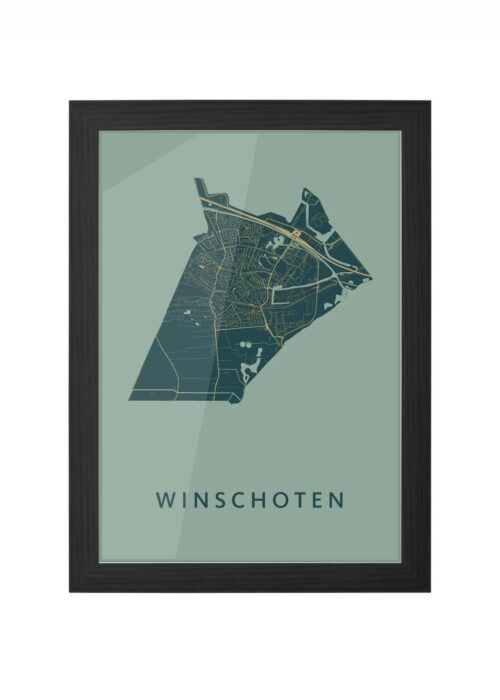 winschoten stadskaart poster ingelijst in zwarte lijst