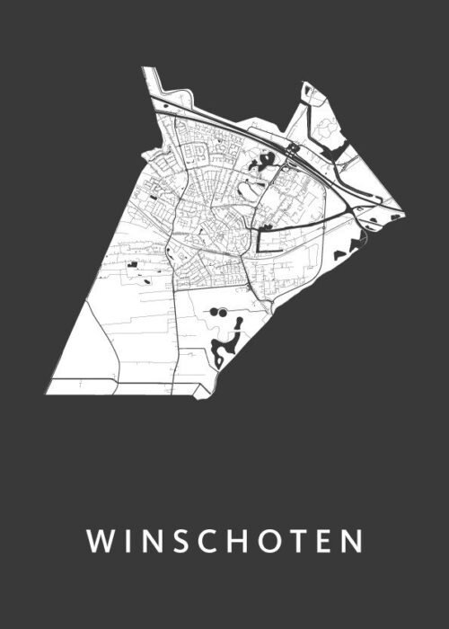 Winschoten Stadskaart poster Black