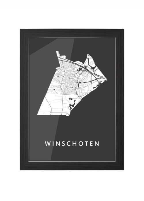 winschoten stadskaart poster ingelijst in zwarte lijst