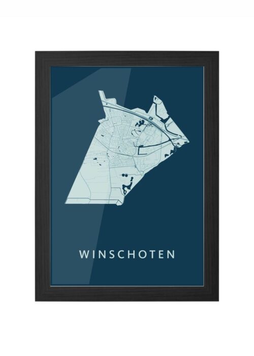 winschoten stadskaart poster ingelijst in zwarte lijst