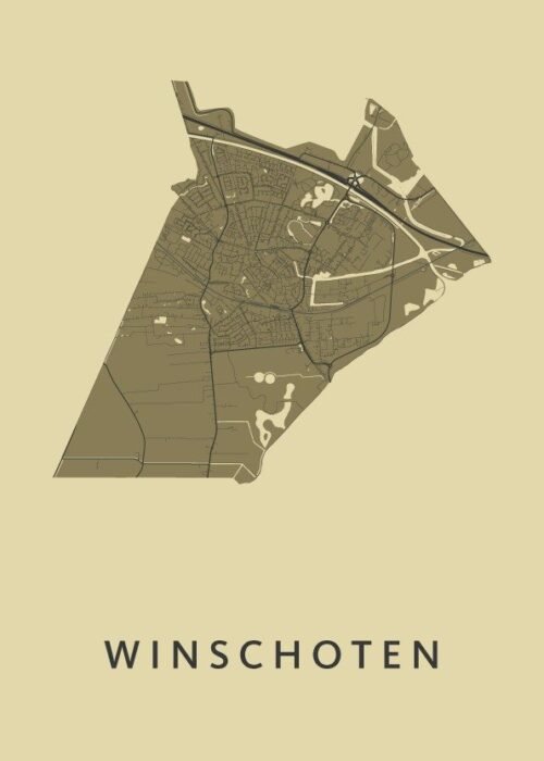 Winschoten Stadskaart poster GoldenRod