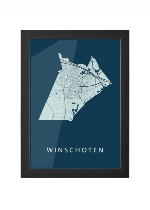 winschoten stadskaart poster ingelijst in zwarte lijst