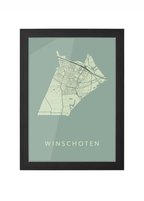 winschoten stadskaart poster ingelijst in zwarte lijst