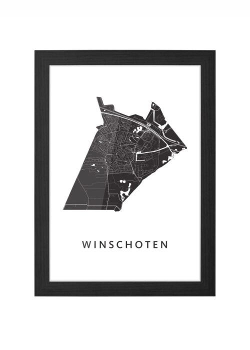 winschoten stadskaart poster ingelijst in zwarte lijst